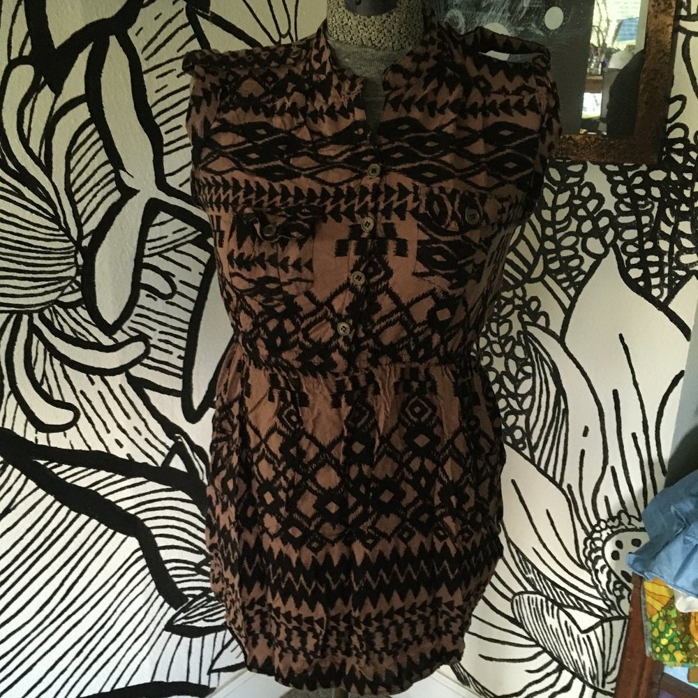 Brown and Black Pocket Dress